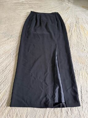 Adrianna Papell Black Long maxi formal skirt front high Slit Column Skirt 12